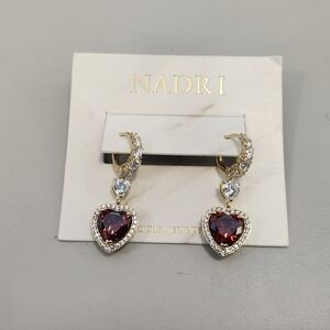 NWT Nadri Le Bisou Halo Red Heart Drop Earrings